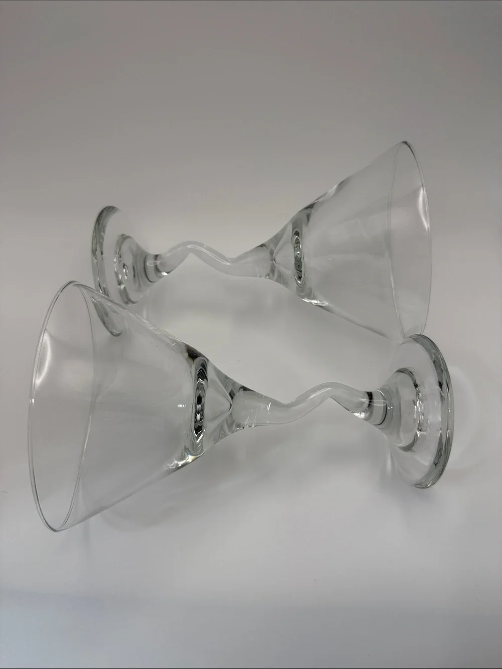 Libbey Z Twisted Retro Zig Zag Stem Boho Martini Margarita Glasses Set of 2